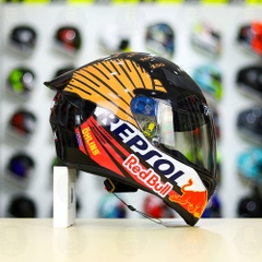 Mũ Royal M138b Đen Bóng + Tặng Dán Tem Decal Honda REPSOL FREESHIP