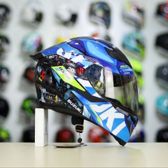 Mũ Royal M138b Đen Bóng + Tặng Tem Decal SUZUKI ECSTAR Xanh Trắng Vàng FREESHIP