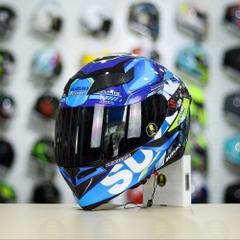 Mũ Royal M138b Đen Bóng + Tặng Tem Decal SUZUKI ECSTAR Xanh Trắng Vàng FREESHIP