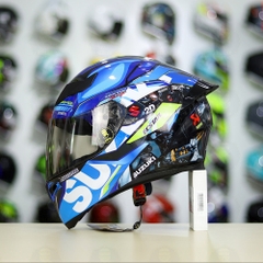 Mũ Royal M138b Đen Bóng + Tặng Tem Decal SUZUKI ECSTAR Xanh Trắng Vàng FREESHIP