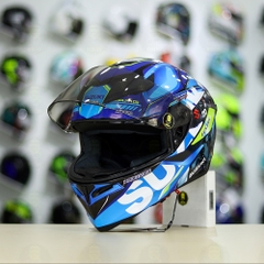 Mũ Royal M138b Đen Bóng + Tặng Tem Decal SUZUKI ECSTAR Xanh Trắng Vàng FREESHIP