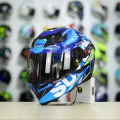 Mũ Royal M138b Đen Bóng + Tặng Tem Decal SUZUKI ECSTAR Xanh Trắng Vàng FREESHIP