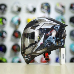 Mũ Royal M138b Đen Bóng + Tặng Dán Tem Decal Honda WINNER X Xám FREESHIP