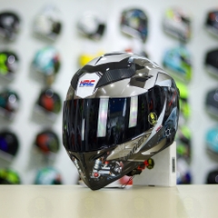 Mũ Royal M138b Đen Bóng + Tặng Dán Tem Decal Honda WINNER X Xám FREESHIP