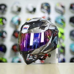 Mũ Royal M138b Đen Bóng + Tặng Dán Tem Decal Honda WINNER X Xám FREESHIP