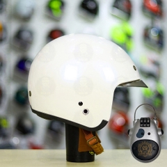 Combo Mũ 3/4 ROYAL M139 Trắng Bóng Độ Khóa Chống Trộm