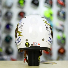 Mũ 3/4 Royal M139 V9 Trắng SPEED CULT Bóng FREESHIP