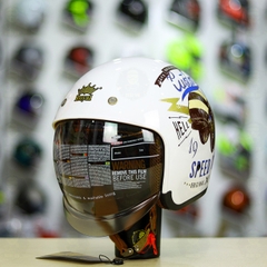 Mũ 3/4 Royal M139 V9 Trắng SPEED CULT Bóng FREESHIP