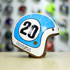 Mũ 3/4 ROYAL M20C Ruby Tem Trắng Xanh FREESHIP