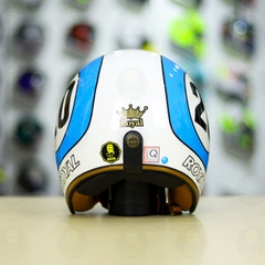 Mũ 3/4 ROYAL M20C Ruby Tem Trắng Xanh FREESHIP