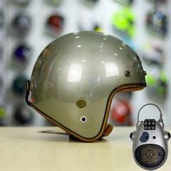 Combo Mũ 3/4 ROYAL M20c Xám Bóng Độ Khóa Chống Trộm