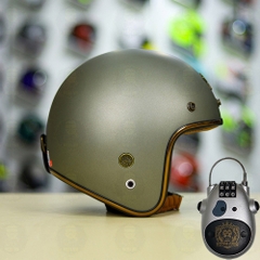 Combo Mũ 3/4 ROYAL M20c Xám Nhám Độ Khóa Chống Trộm