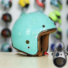 Combo Mũ 3/4 ROYAL M20C Xanh Ngọc Độ Khóa Chống Trộm