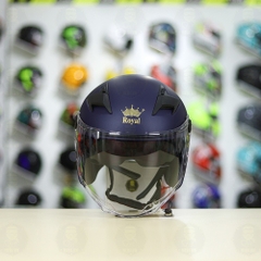 Mũ 3/4 Royal M268(2 Kính) Xanh Mực Nhám Nhỏ Gọn Nhẹ FREESHIP