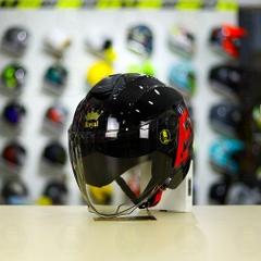 Mũ 3/4 Royal XH01 EE Đen Đỏ Bóng FREESHIP