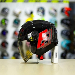 Mũ 3/4 Royal XH01 EE Đen Đỏ Bóng FREESHIP