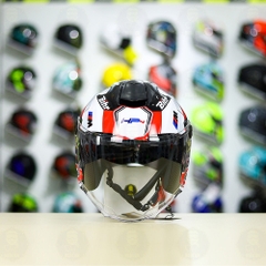 Mũ 3/4 Royal XH01 Đen Bóng + Dán Tem Decal BMW HP4 Trắng Đỏ FREESHIP