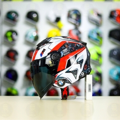 Mũ 3/4 Royal XH01 Đen Bóng + Dán Tem Decal BMW HP4 Trắng Đỏ FREESHIP