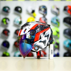 Mũ 3/4 Royal XH01 Đen Bóng + Dán Tem Decal BMW HP4 Trắng Đỏ FREESHIP