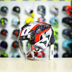 Mũ 3/4 Royal XH01 Đen Bóng + Dán Tem Decal BMW HP4 Trắng Đỏ FREESHIP