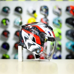 Mũ 3/4 Royal XH01 Đen Bóng + Dán Tem Decal BMW HP4 Trắng Đỏ FREESHIP