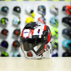 Mũ 3/4 Royal XH01 Đen Bóng + Dán Tem Decal BMW HP4 Trắng Đỏ FREESHIP