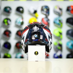 Mũ 3/4 Royal XH01 Đen Bóng + Dán Tem Decal BMW HP4 Trắng Đỏ FREESHIP