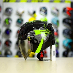 Mũ 3/4 Royal XH01 SPEED Đen Xanh Neon Bóng FREESHIP