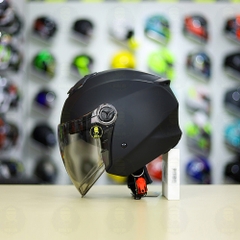 Combo Mũ 3/4 ROYAL XH01 Đen Nhám Độ Khóa Chống Trộm