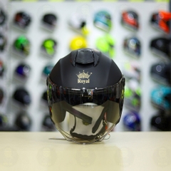 Combo Mũ 3/4 ROYAL XH01 Đen Nhám Độ Khóa Chống Trộm