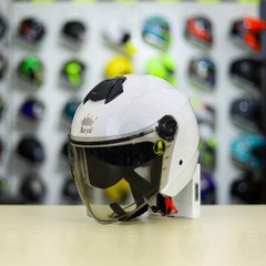 Combo Mũ 3/4 ROYAL XH01 Trắng Bóng Độ Khóa Chống Trộm