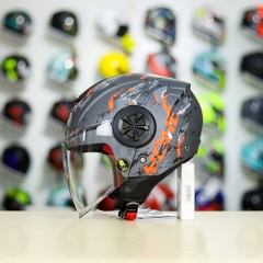 Mũ 3/4 YOHE 851 Camo Xám Đỏ Nhám FREESHIP