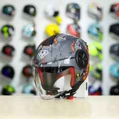 Mũ 3/4 YOHE 851 Camo Xám Đỏ Nhám FREESHIP