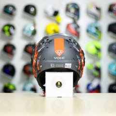 Mũ 3/4 YOHE 851 Camo Xám Đỏ Nhám FREESHIP