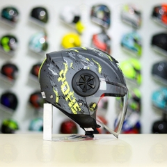 Mũ 3/4 YOHE 851 Camo Xám Vàng Neon Nhám FREESHIP