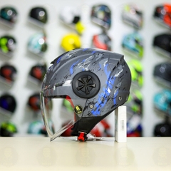 Mũ 3/4 YOHE 851 Camo Xám Xanh Dương Nhám FREESHIP