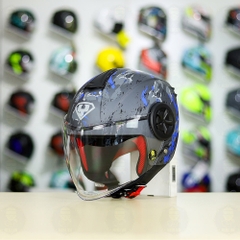 Mũ 3/4 YOHE 851 Camo Xám Xanh Dương Nhám FREESHIP