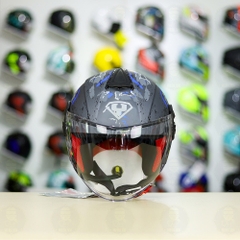 Mũ 3/4 YOHE 851 Camo Xám Xanh Dương Nhám FREESHIP