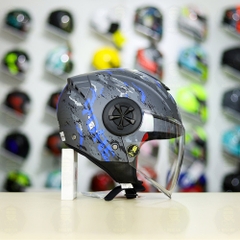 Mũ 3/4 YOHE 851 Camo Xám Xanh Dương Nhám FREESHIP