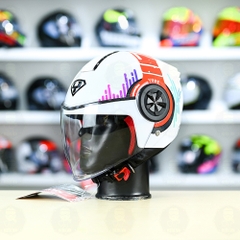 Mũ 3/4 YOHE 851 HP Trắng Đỏ Xanh Bóng FREESHIP