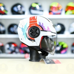 Mũ 3/4 YOHE 851 HP Trắng Đỏ Xanh Bóng FREESHIP