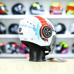 Mũ 3/4 YOHE 851 HP Trắng Đỏ Xanh Bóng FREESHIP