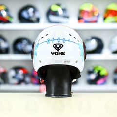 Mũ 3/4 YOHE 851 HP Trắng Đỏ Xanh Bóng FREESHIP