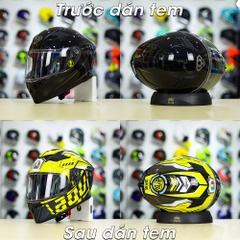 Tem Decal AGV Myth Version 2 Đen Vàng Cho Nón Fullface - Không Nón - FREESHIP