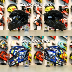 Tem Decal Suzuki Satria Xanh GP Cho Nón Fullface - Không Nón - FREESHIP