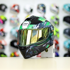 Mũ Fullface E81 Đen Bóng + Dán Tem Decal Kawasaki Ninja FREESHIP