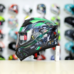Mũ Fullface E81 Đen Bóng + Dán Tem Decal Kawasaki Ninja FREESHIP