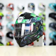 Mũ Fullface E81 Đen Bóng + Dán Tem Decal Kawasaki Ninja FREESHIP