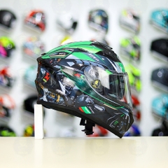 Mũ Fullface E81 Đen Bóng + Dán Tem Decal Kawasaki Ninja FREESHIP