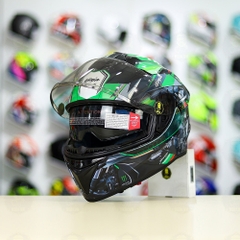 Mũ Fullface E81 Đen Bóng + Dán Tem Decal Kawasaki Ninja FREESHIP